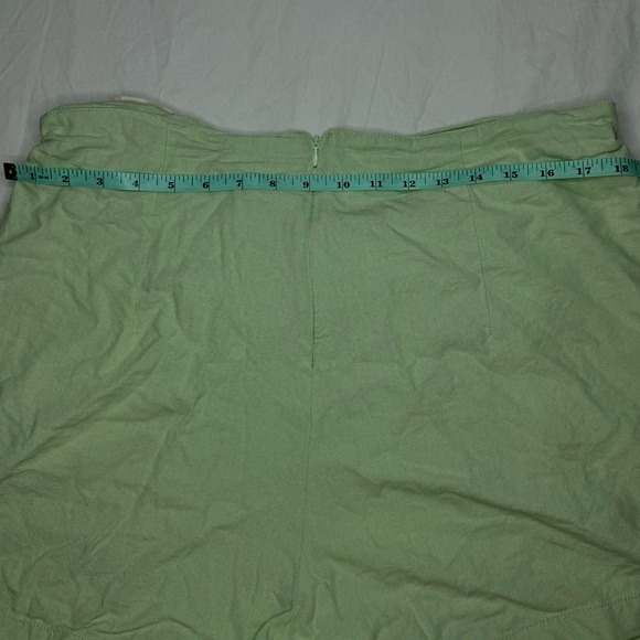 April Kiss Linen Beach Shorts Lime Green with Waist Tie • Size: Large - Picture 3 of 9